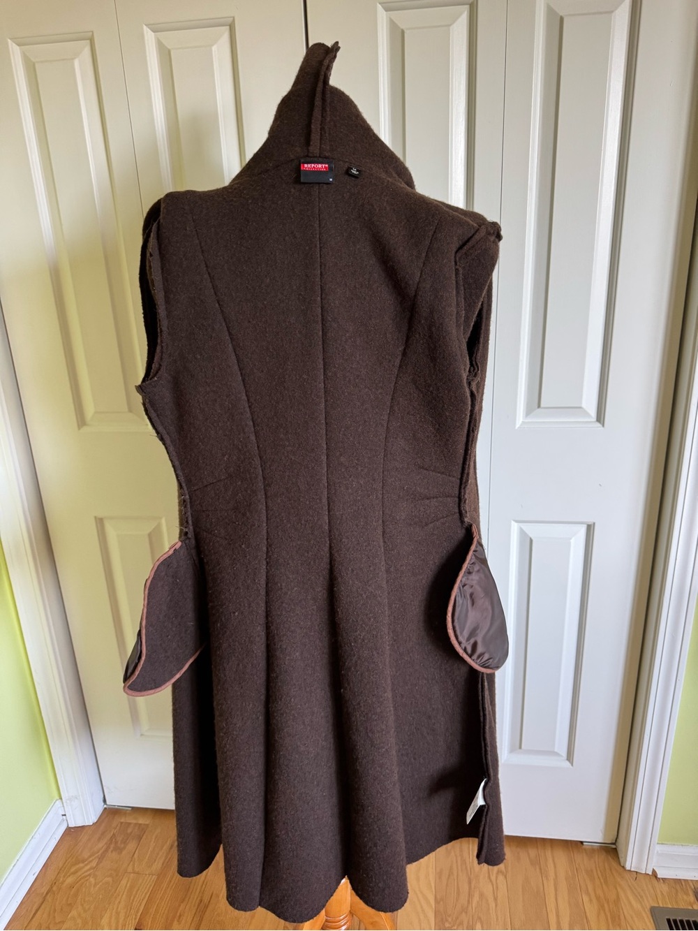 Report Collection Chocolate Brown Wool Knit Coat M ITALY - Picture 6 of 8